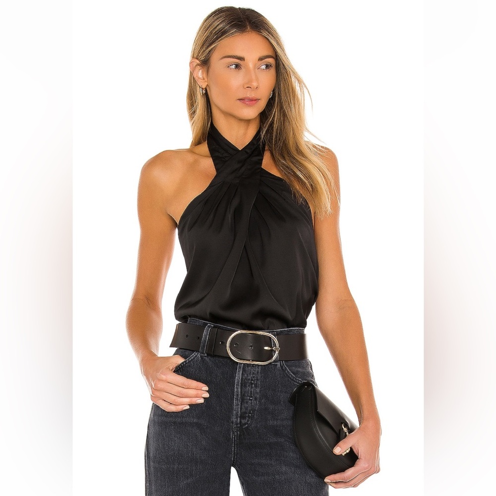 Superdown Amerie Pleated Halter Top revolve